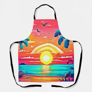 Tablier Coucher de soleil de plage tropical avec arc-en-ci