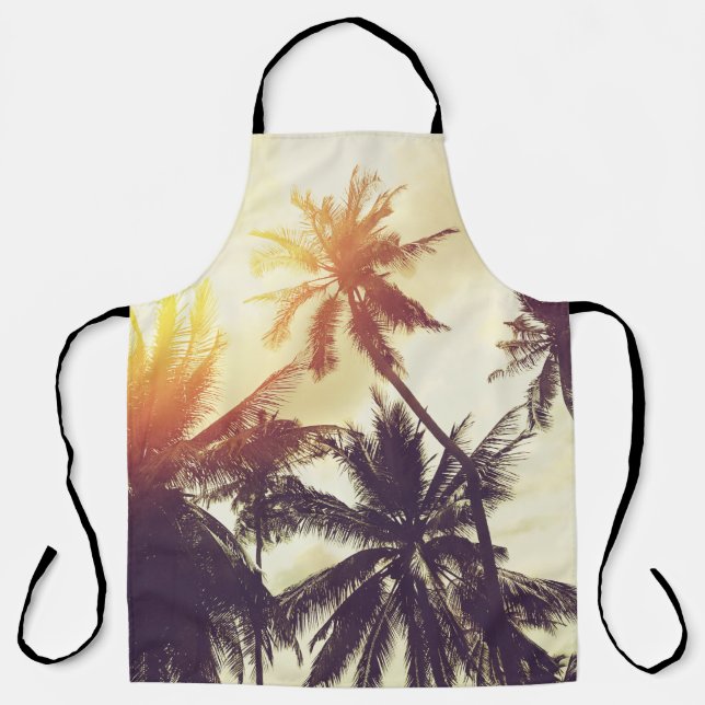 Tablier Coucher de soleil tropical : Palm Silhouette Vinta (Recto)