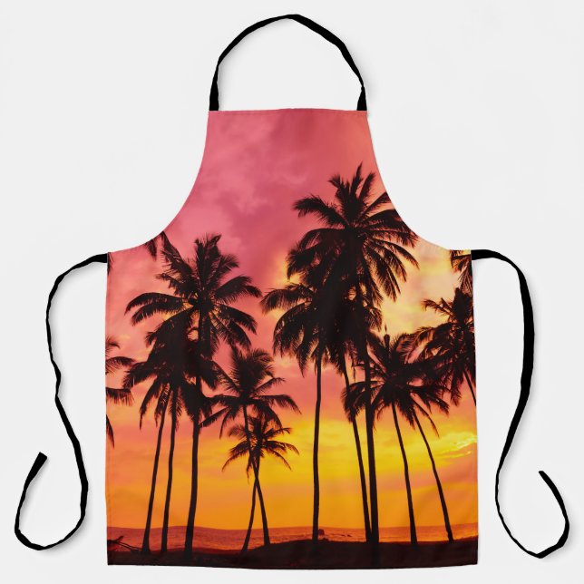 Tablier Coucher de soleil tropical : Silhouette de palme s (Recto)