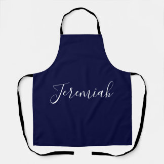 Tablier Couleur bleu marine Calligraphie moderne simple de