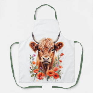 Tablier Couleur d'eau de la vache et du pavot rouge des Hi