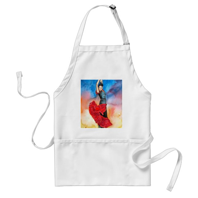 Tablier Couleur pour aquarelle de DANSEUR de FLAMENCO (Devant)