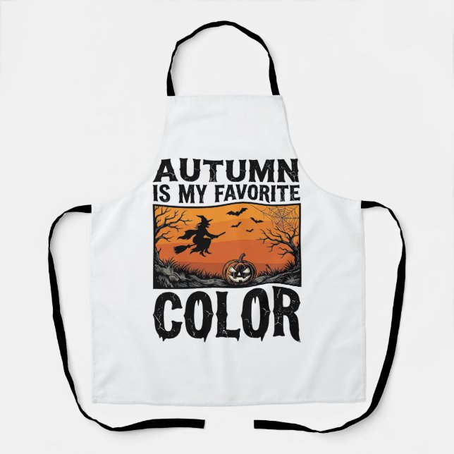 Tablier Couleur préférée d'automne Halloween Citrouille Ve (Recto)
