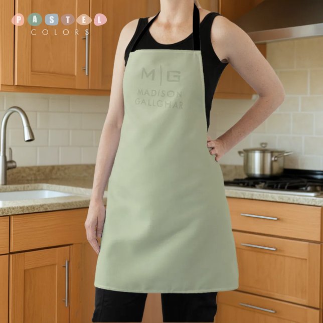 Tablier Couleur Vert Sauge Pâle Lumière Douce Solide (Solid Soft Light Pastel Sage Moss Green Color Apron
)