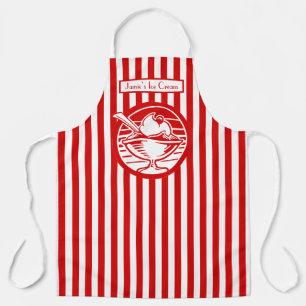 Tablier Couleurs DIY Rayure verticale Rouge Blanc Glace