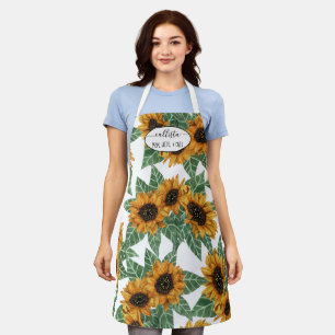 Tablier Country Cute Yellow Sunflowers Aquarelle Motif