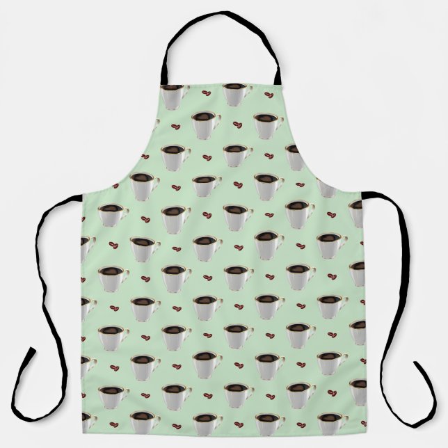 TABLIER COUPES DE CAFÉ SUR APRON VERT À LA MINTE (Recto)
