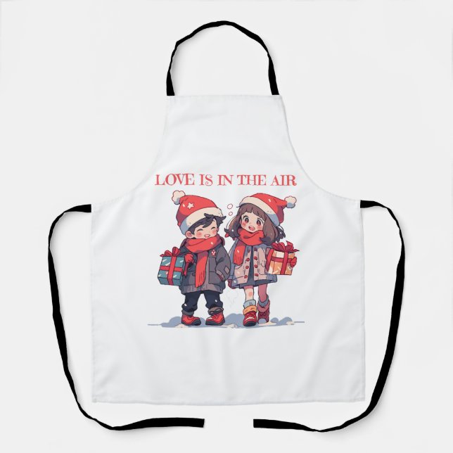 Tablier Couple de Noël - L'amour est dans l'air (Recto)