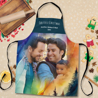 Tablier Couple gay Notre première photo de Noël