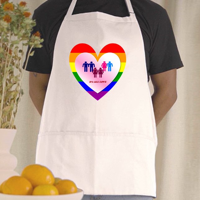Tablier Couples à l'intérieur de la All Love Pride Coeur (Couples Inside the All Love Pride Heart Adult Apron)