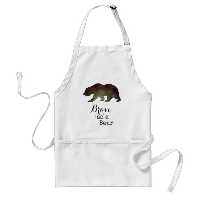 Tablier Courageux comme un Ours Typographie Aquarelle (Devant)
