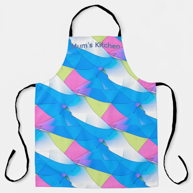 Tablier Courbes bleues abstraites cuisine de maman (Recto)