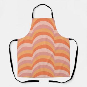 Tablier Courbes de style rétro rose et orange motif