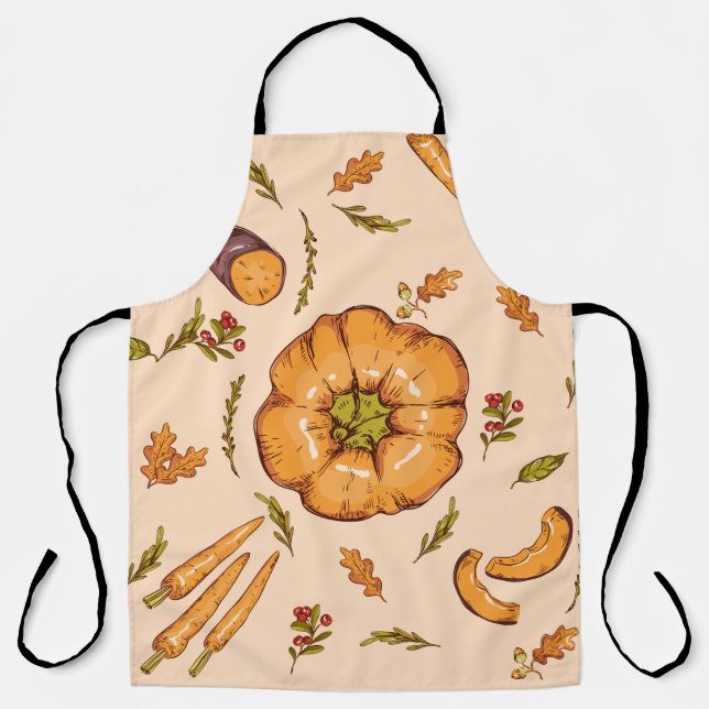 Tablier Courge d'hiver, légumes variés, motif de citrouill (Recto)