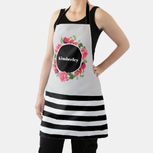Tablier Couronne circulaire de rose rose aquarelle et de p