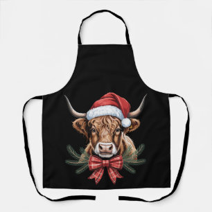 Tablier Couronne de Noël Vache des Highlands Chapeau de Pè
