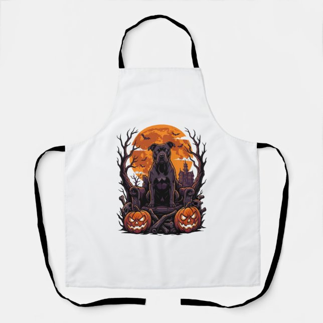 Tablier Couronne de Pâques citrouilles lune pleine Pitbull (Recto)