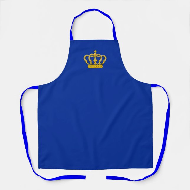 Tablier Couronne dorée sur fond bleu royal (Recto)