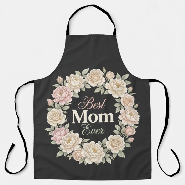 Tablier Couronne Élégante Florale Meilleure Maman (Recto)