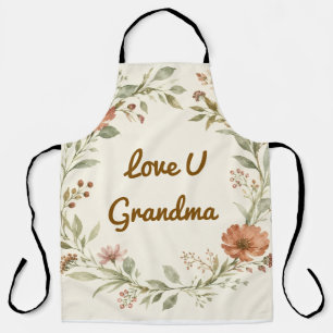 Tablier Couronne florale personnalisée pour grand-mère