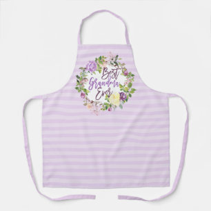 Tablier Couronne florale violette Meilleure grand-mère qui
