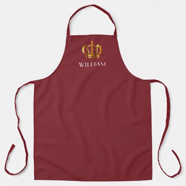 Tablier Couronne rouge dorée personnalisée (Recto)