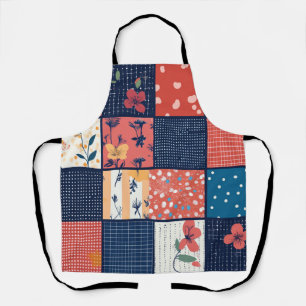 Tablier Courtepoint vintage marine corail en patchwork