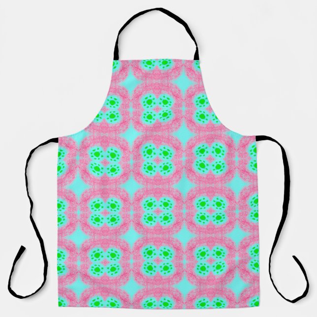 Tablier Couvre pastel vert, imprimé ikat tribal. Style mod (Recto)