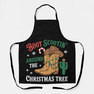 Tablier Cowboy Xmas qui fait du Boot Scootin autour de l'a