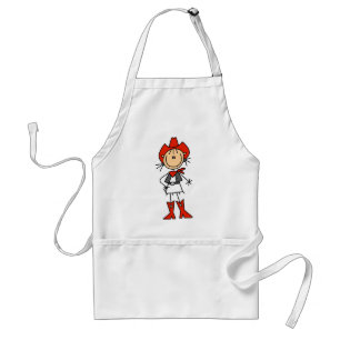 Tablier Cowgirl en bâtonnets, chapeau rouge et bottes, tab