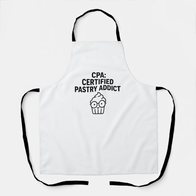 Tablier CPA Fou de Pâtisserie Certifié - Blague Comptable  (Recto)