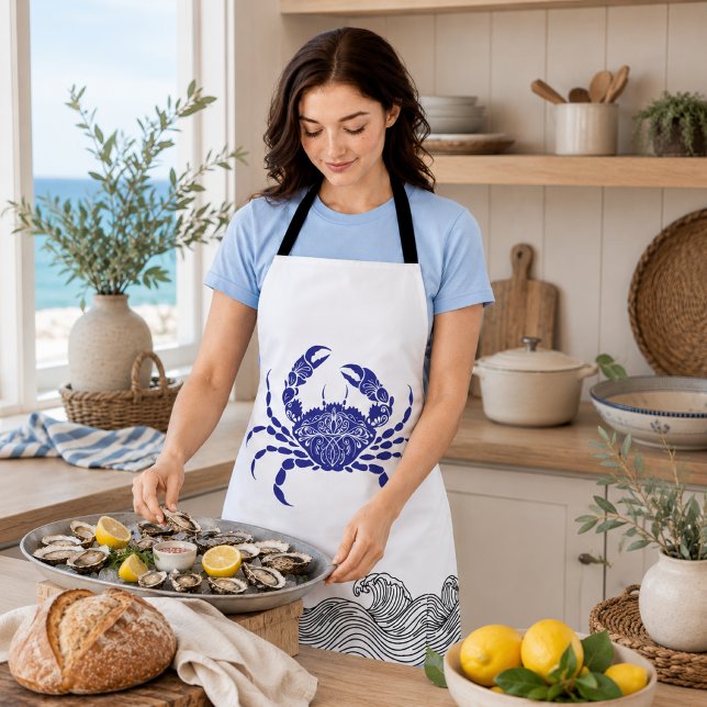 Tablier Crabe Bleu – Cuisine Nautique Côtière (Créateur téléchargé)