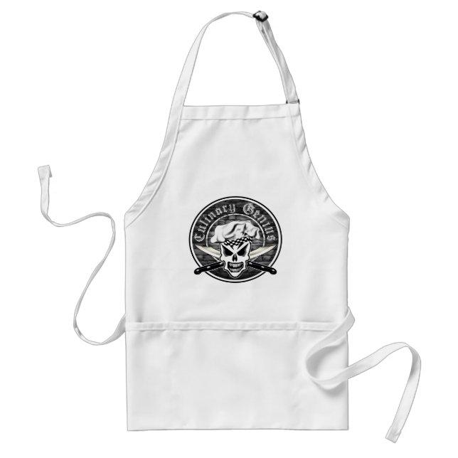 Tablier Crâne 2 de chef : Génie culinaire (Devant)