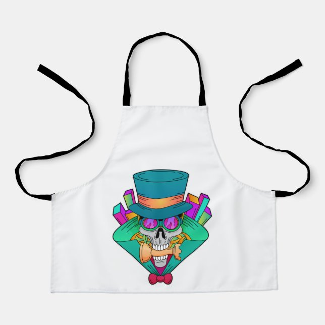 Tablier Crâne aux échecs avec pièce d'échecs Rook (Recto)