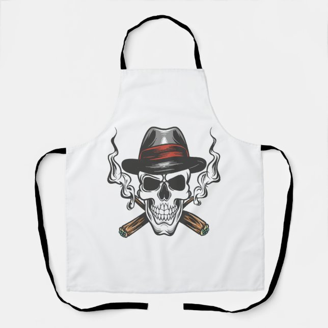 Tablier Crâne de gangster avec chapeau fedora (Recto)