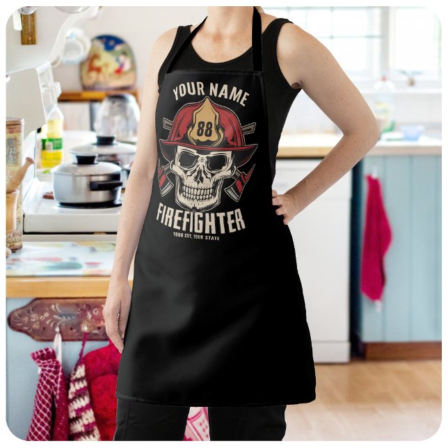 Tablier Crâne de pompier personnalisé Sapeurs-pompiers Cas (Créateur téléchargé)