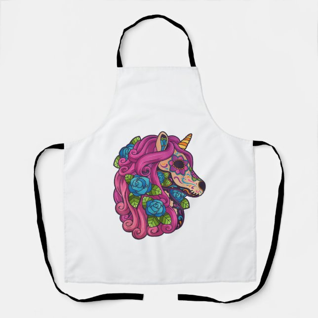 Tablier Crâne de sucre de licorne Mexique Calavera Dia De  (Recto)