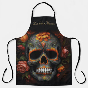 Tablier Crâne de sucre floral Dia de los Muertos Calavera