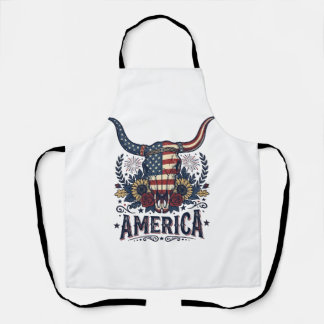 Tablier Crâne de taureau patriotique Amérique vintage 4 ju