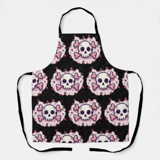 Tablier Crâne et Os en Rose Pastel