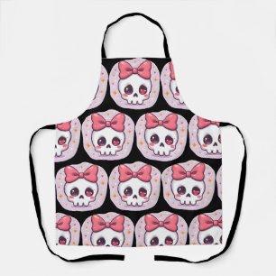 Tablier Crâne Goth Pastel Mignon avec Nœud