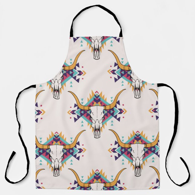Tablier Crâne taureau de la tribu : Boho Seamless (Recto)