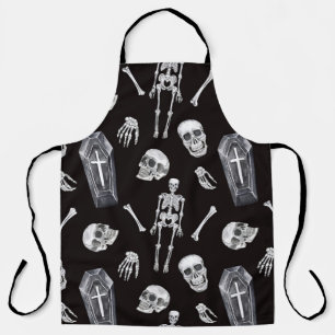 Tablier Crânes déplaisants : Motif d'aquarelle d'Halloween