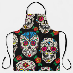 Tablier Crânes et Roses mexicains : Conception Vintage