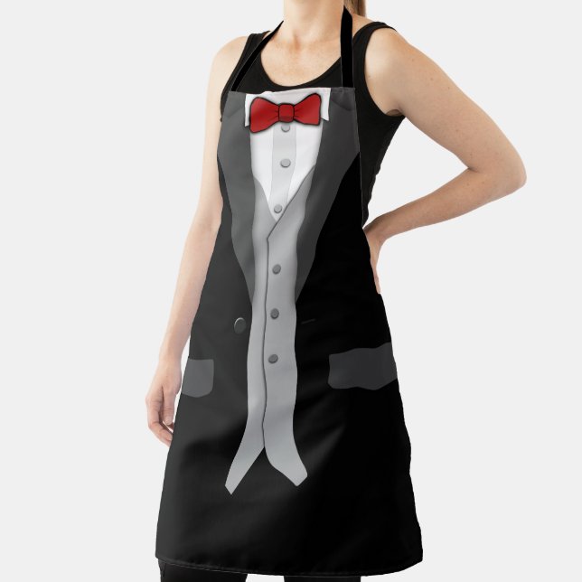 Tablier Cravate et gilet noir Tuxedo Red Bow (Insitu)