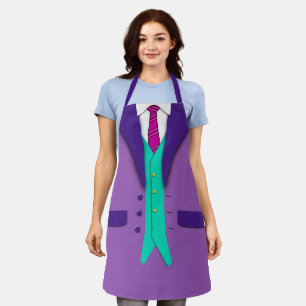 Tablier Cravate rouge pourpre et veste Turquoise