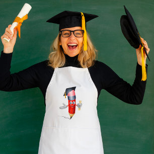 Tablier Crayon de Remise des Diplômes Caractère Tenant un