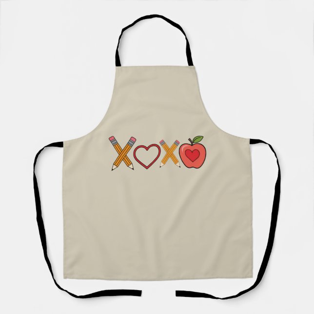 Tablier Crayon et pomme de la Saint-Valentin pour l'enseig (Recto)