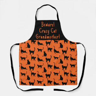 Tablier Crazy Cat customisé Grand-mère Halloween