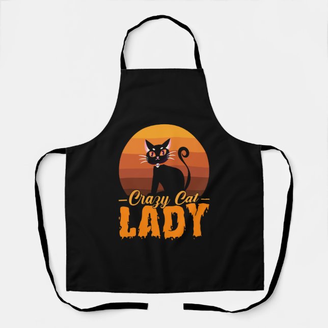 Tablier Crazy Cat Lady Halloween (Recto)